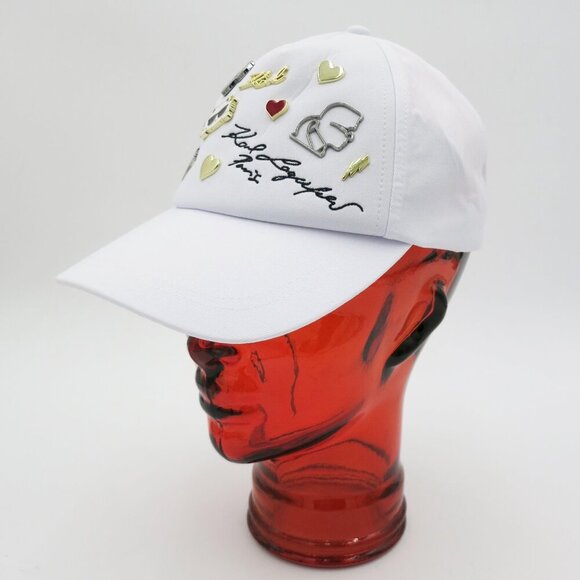 NWT Karl Lagerfeld Paris Women/Men Cate Pins Baseball Cap in White $58.00 - Picture 7 of 16